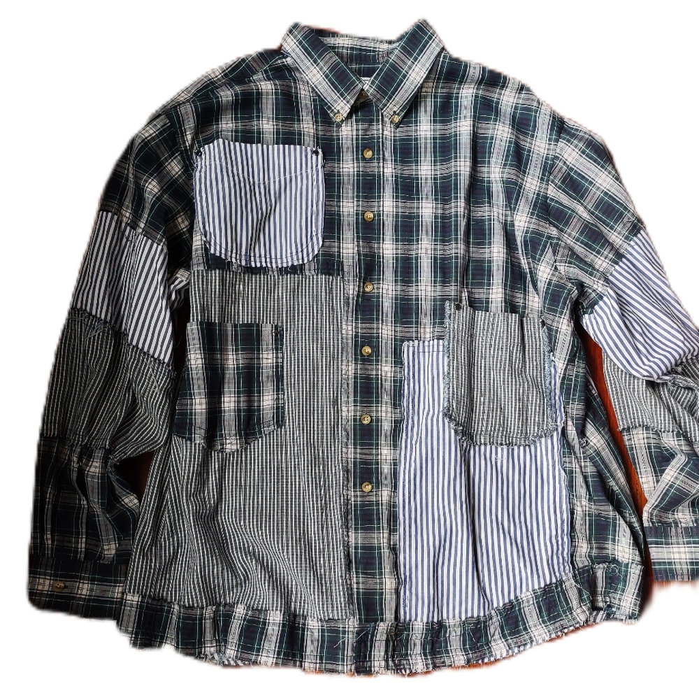 Upcycled Grunge Plaid Shirt - Picture 2 of 11
